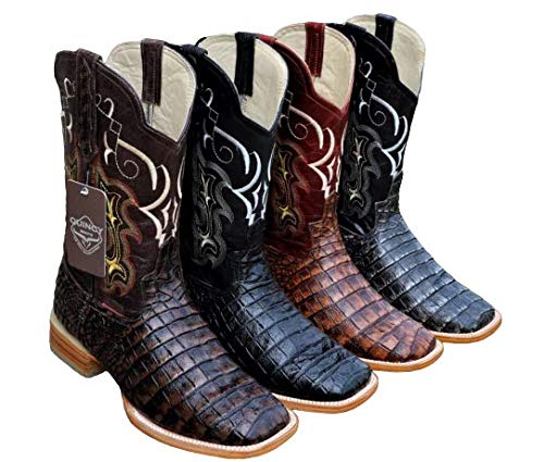 Dona Michi Men's Genuine Cowhide Coco Belly Print Leather Square Toe Boots Handcrafted