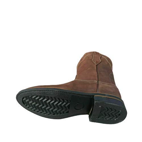 Dona Michi MEN'S WORK BOOTS GENUINE NUBUCK LEATHER PULL ON TAN/MOCA SAFETY WESTERN BOTAS