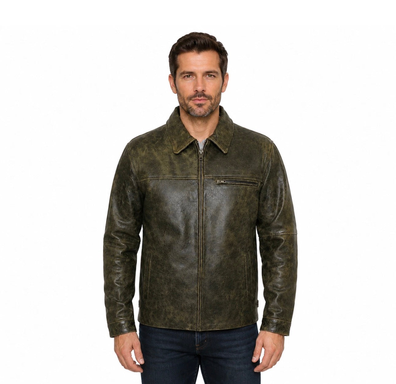 Men’s Genuine Leather Distressed Brown Vintage Jacket
