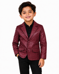 Kids Genuine Lambskin Leather Blazer –  Burgundy