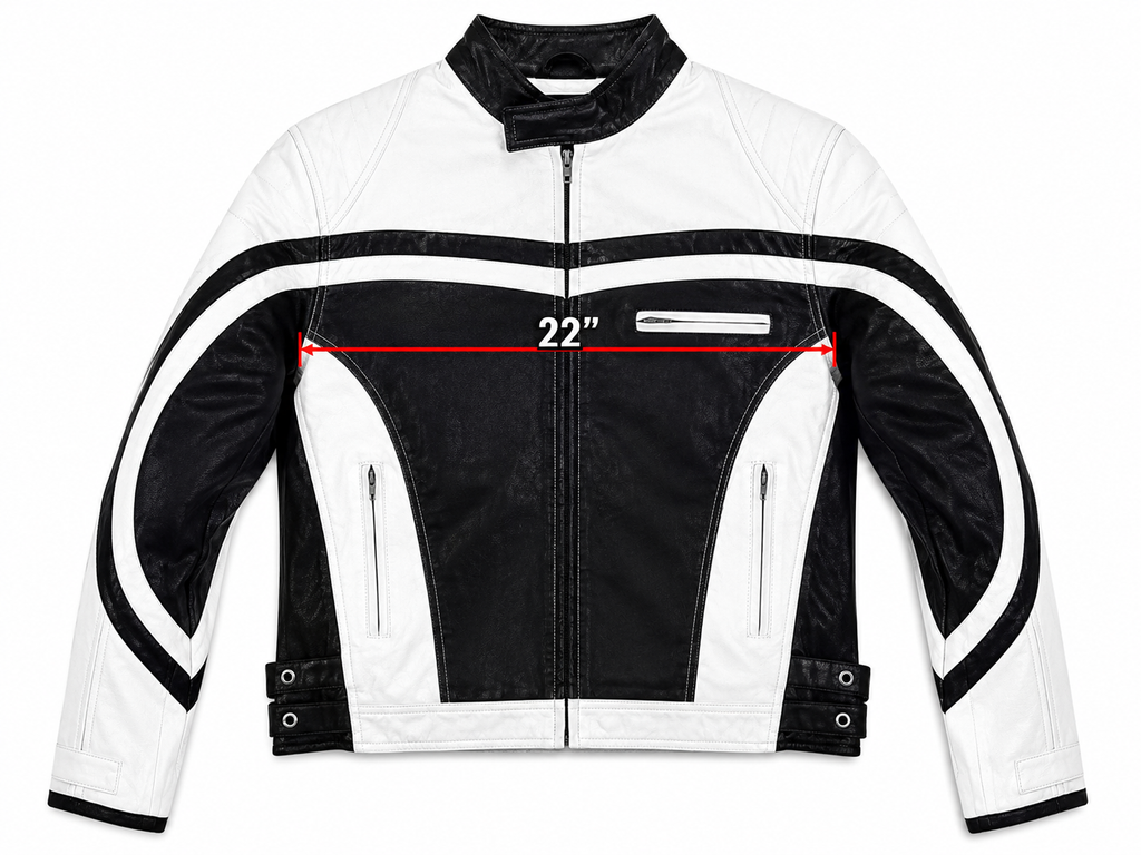 Women’s Genuine Leather Black & White Motorcycle Jacket  Handcrafted