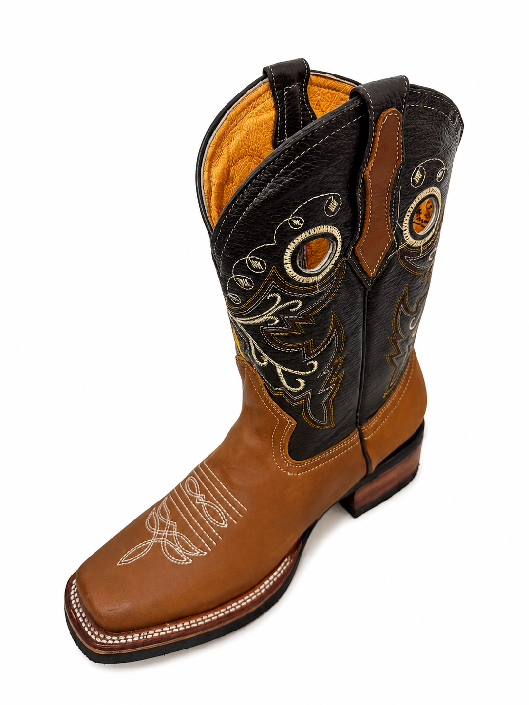 Men’s Handcrafted Genuine Leather Cowboy Rodeo Boots – Western Square Toe