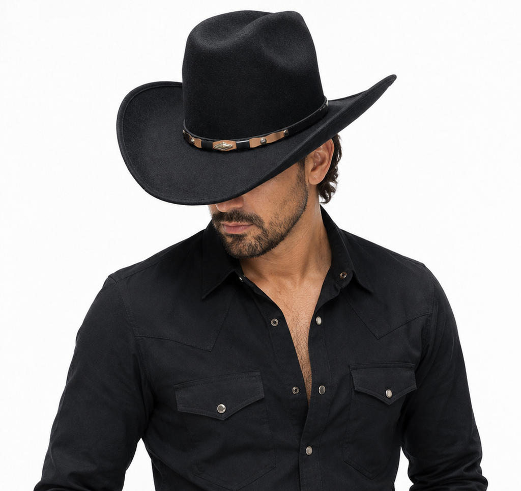 Men's Faux Felt Western Cowboy Hat Tejana Sombrero Texana Vaquero Sinaloa
