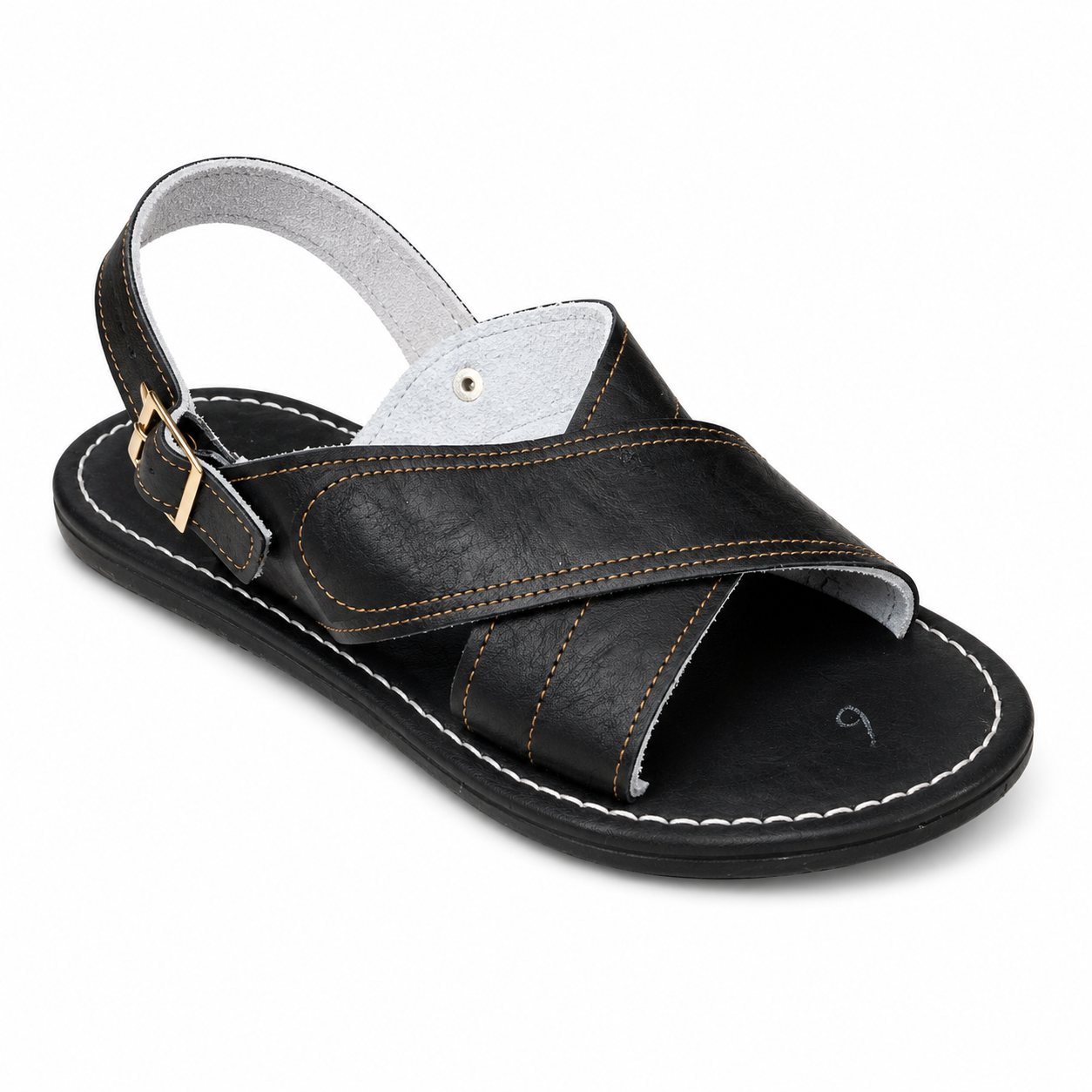 Men’s Authentic Mexican Leather Sandals – Black Cross-Strap Cojinado