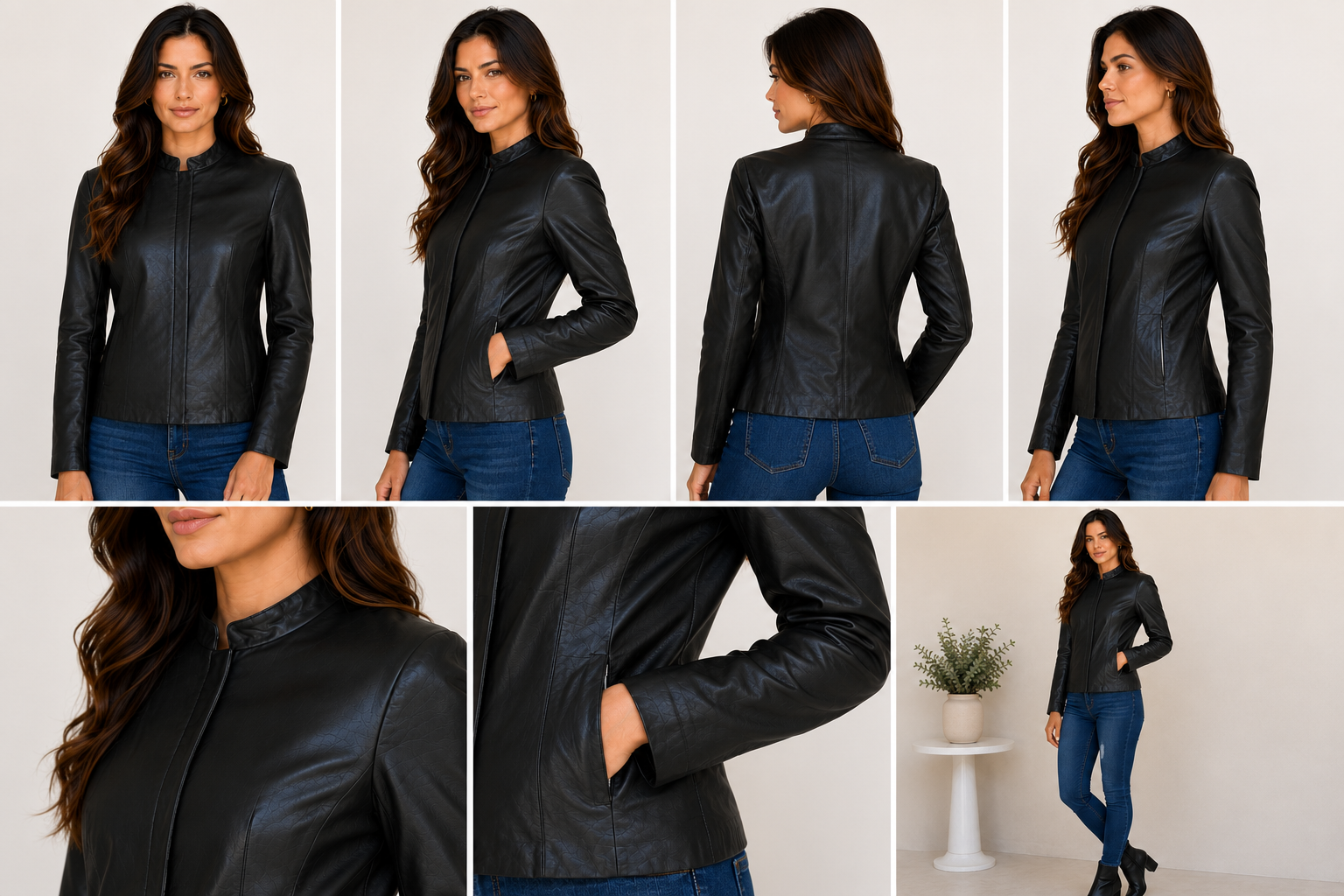 Women’s Genuine Soft Leather Classic Zip Front Jacket – Soft Black Leather Coat