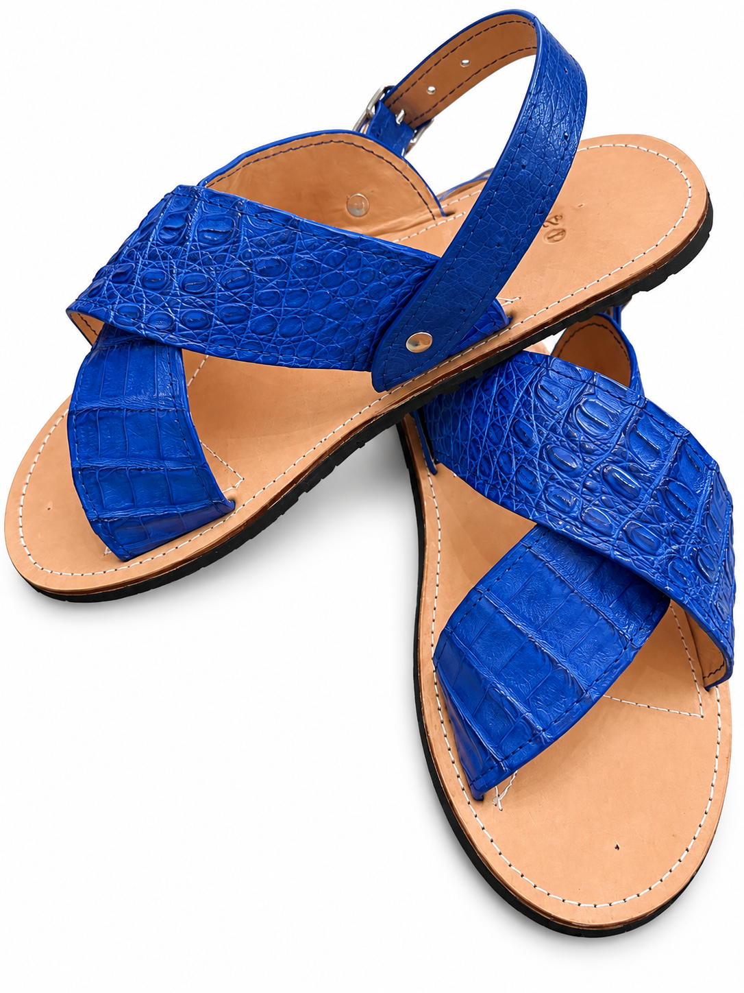 Genuine Crocodile Leather Sandals Men Cross Strap Rubber Sole Made in USA