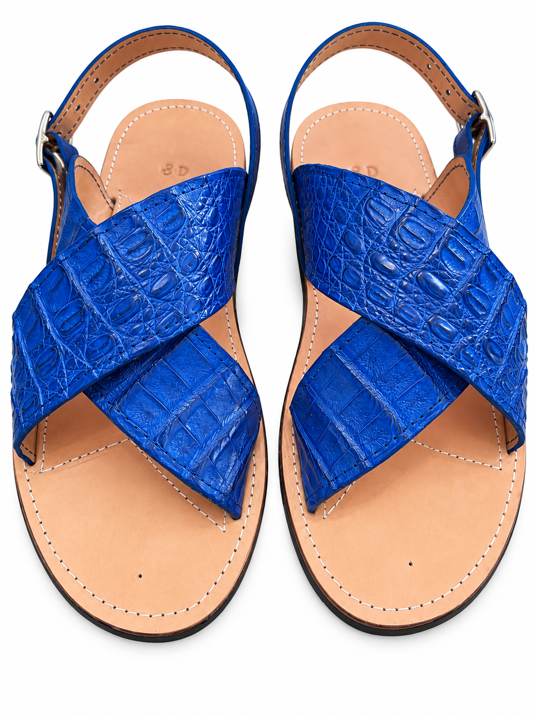 Genuine Crocodile Leather Sandals Men Cross Strap Rubber Sole Made in USA