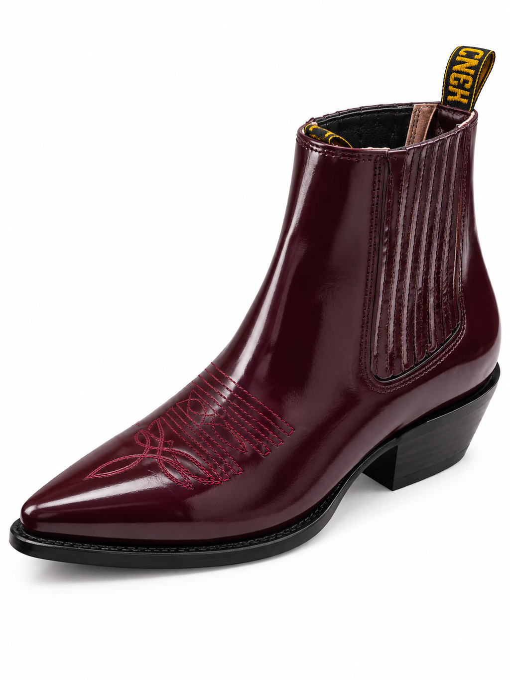 Men’s Genuine Leather Ankle Botín – Burgundy Western Cowboy Boot