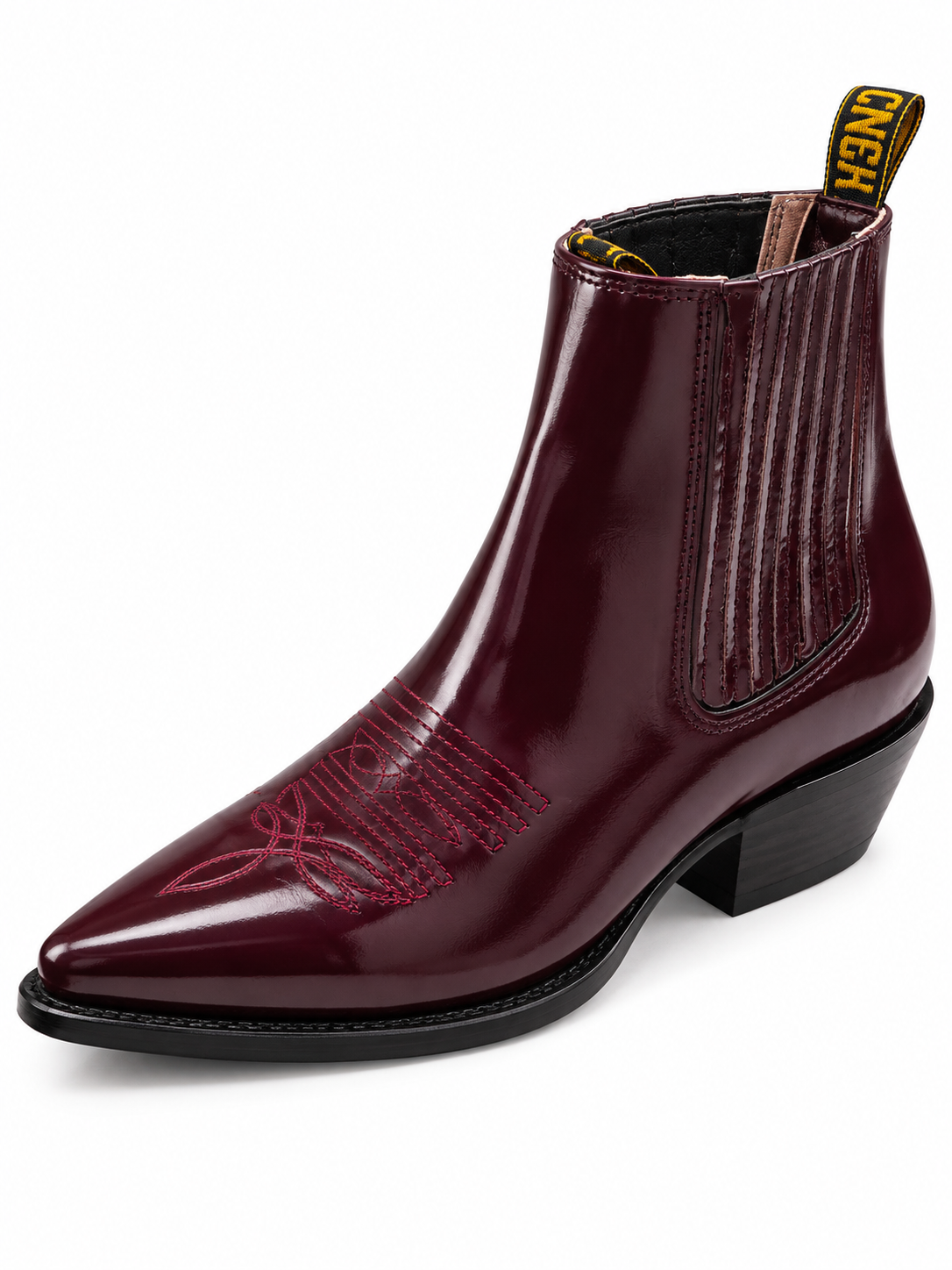 Men’s Genuine Leather Ankle Botín – Burgundy Western Cowboy Boot