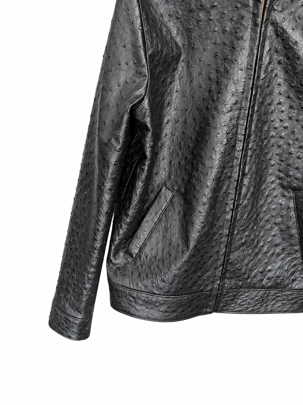 100% Genuine Full-Quill Ostrich Leather Jacket — Not Embossed