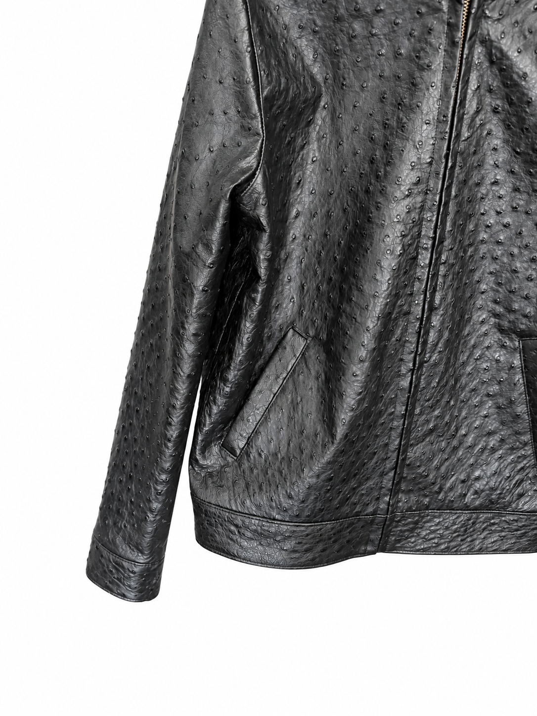 100% Genuine Full-Quill Ostrich Leather Jacket — Not Embossed