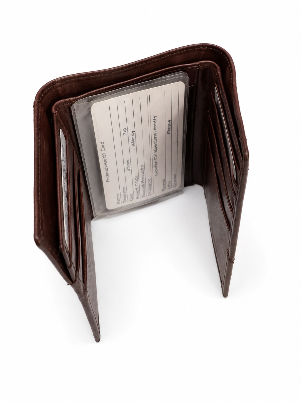 Men’s Genuine Leather Brown Bifold Wallet with ID Window & Card Slots