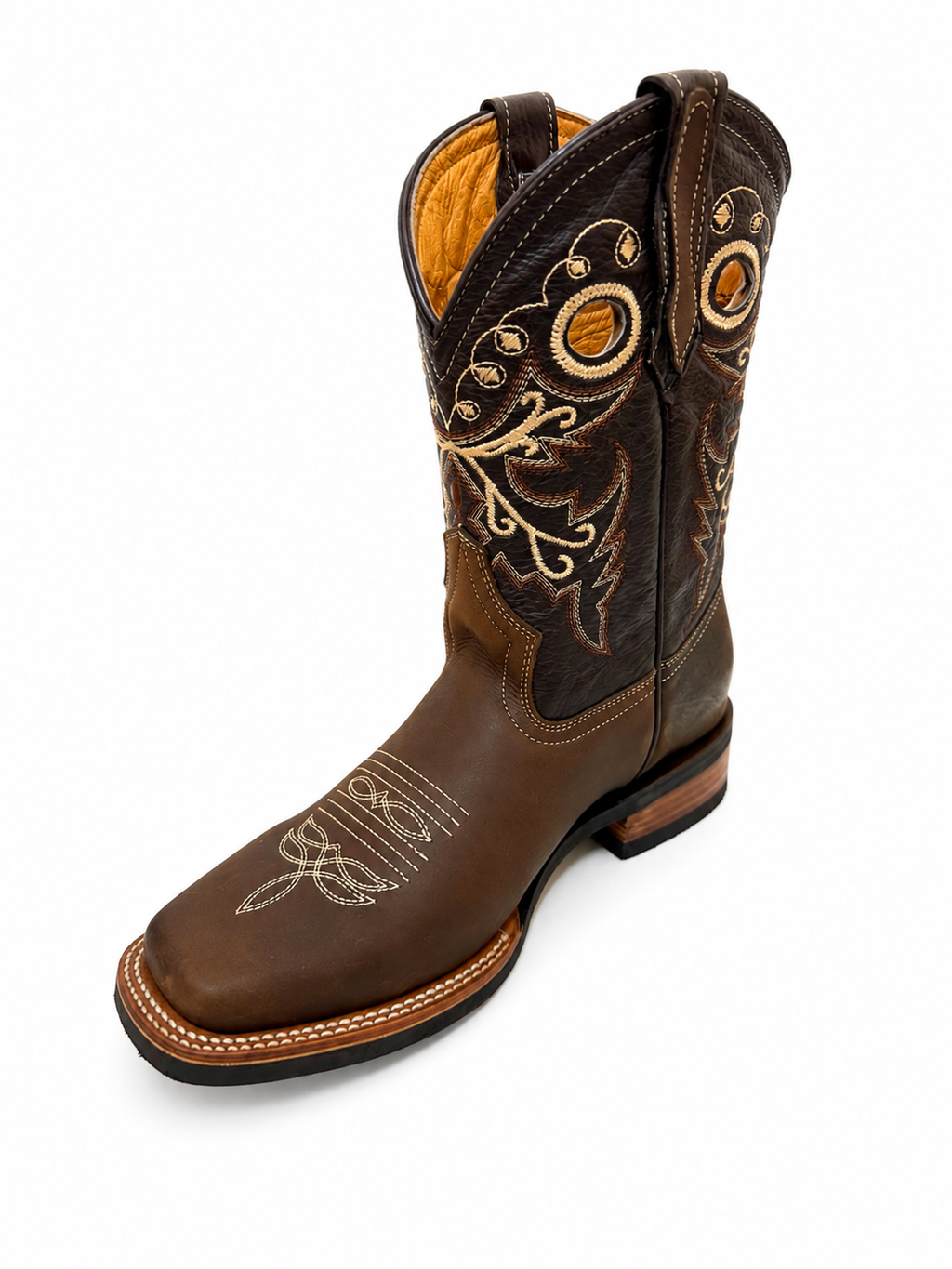 Men’s Handcrafted Genuine Cowhide Leather Rodeo Western Cowboy Boots – Brown