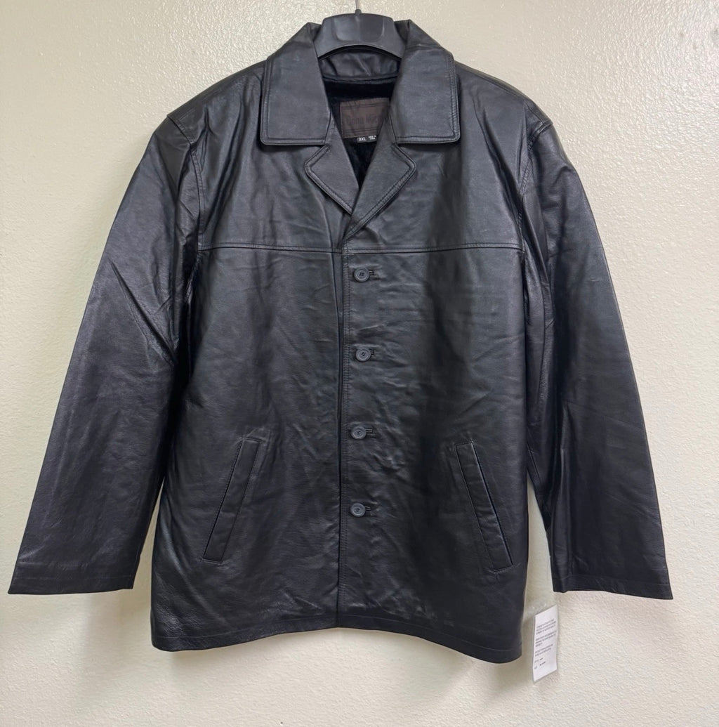 Men’s Black Genuine Leather Four-Button Jacket