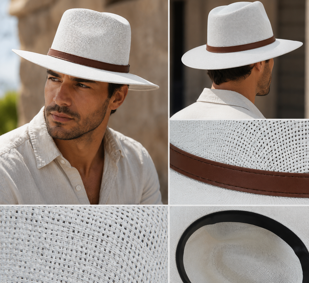 Men’s Wide Brim Woven Fedora Hat – Lightweight Western Rancher Style