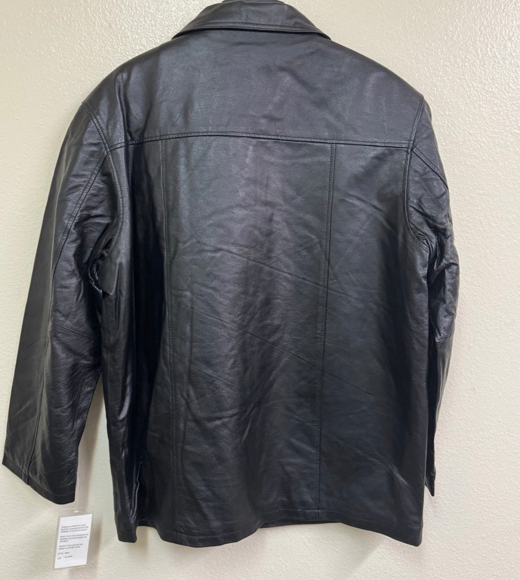 Men’s Black Genuine Leather Four-Button Jacket