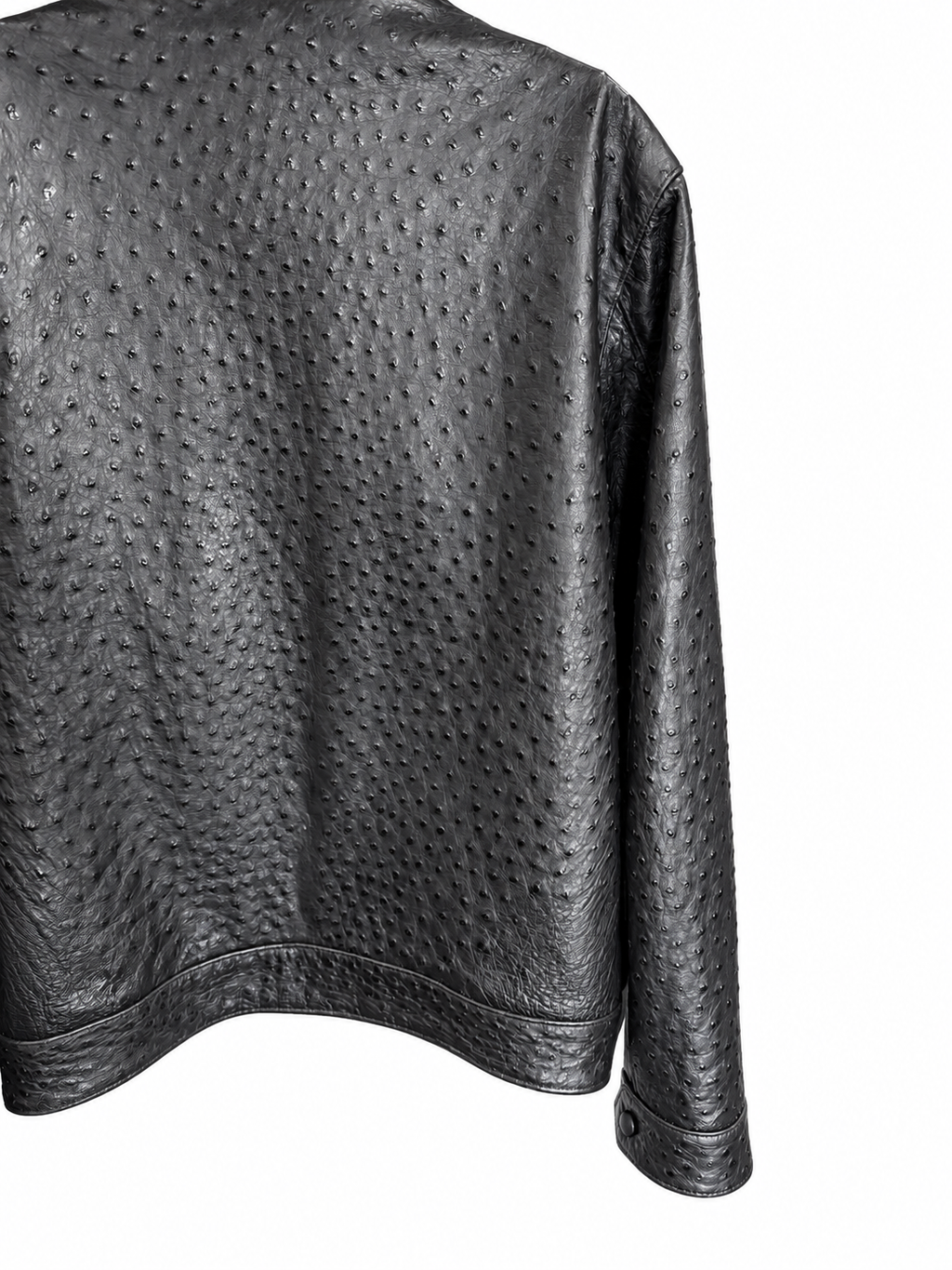 100% Genuine Full-Quill Ostrich Leather Jacket — Not Embossed