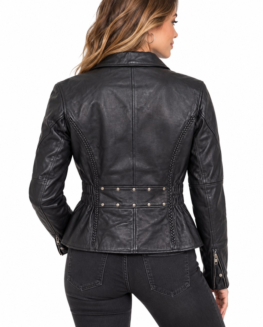Women’s Genuine Leather Black Biker Jacket Motorcycle Style