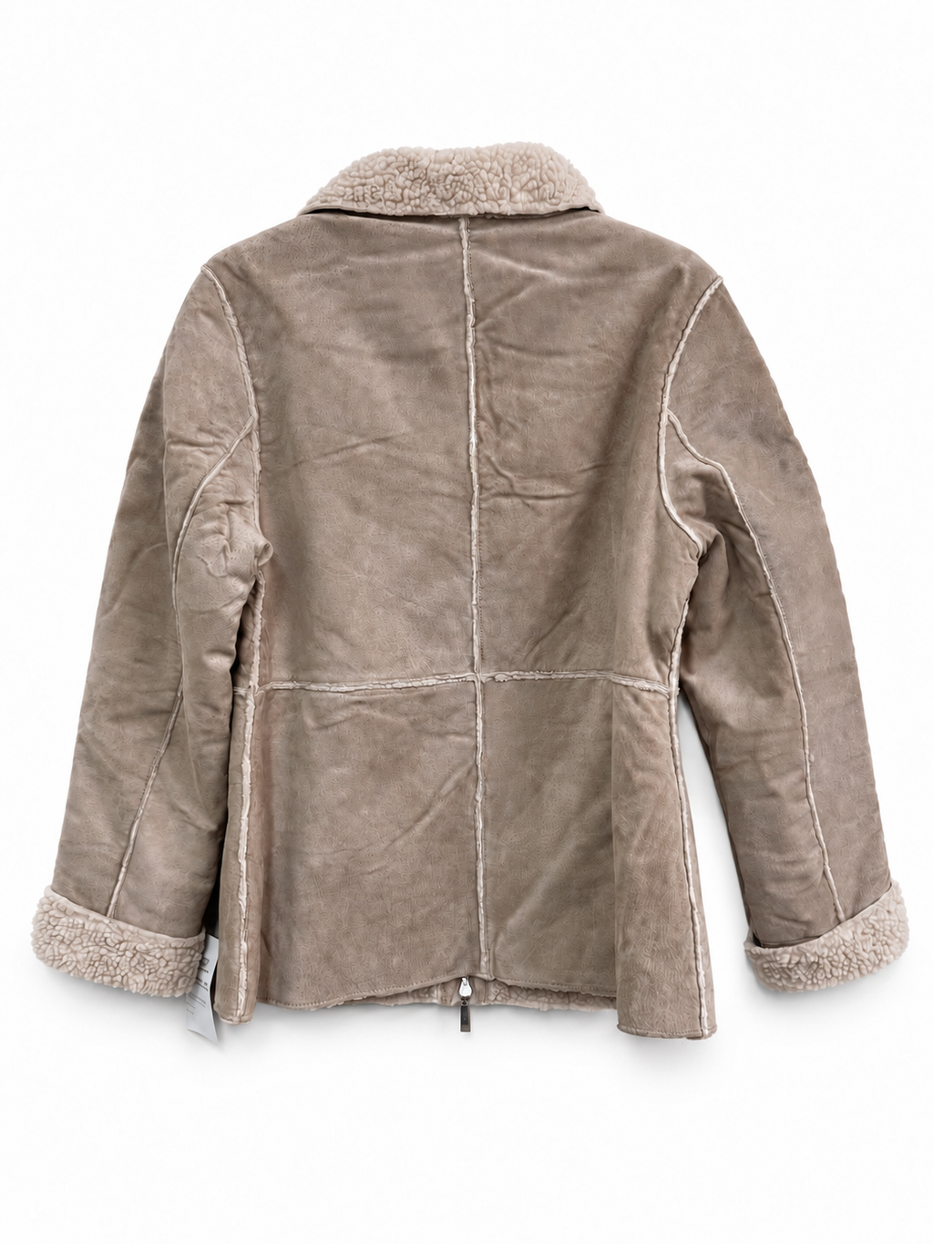 Women’s Genuine Suede Leather Jacket with Faux-Shearling Lining – Full-Zip Warm Winter Coat