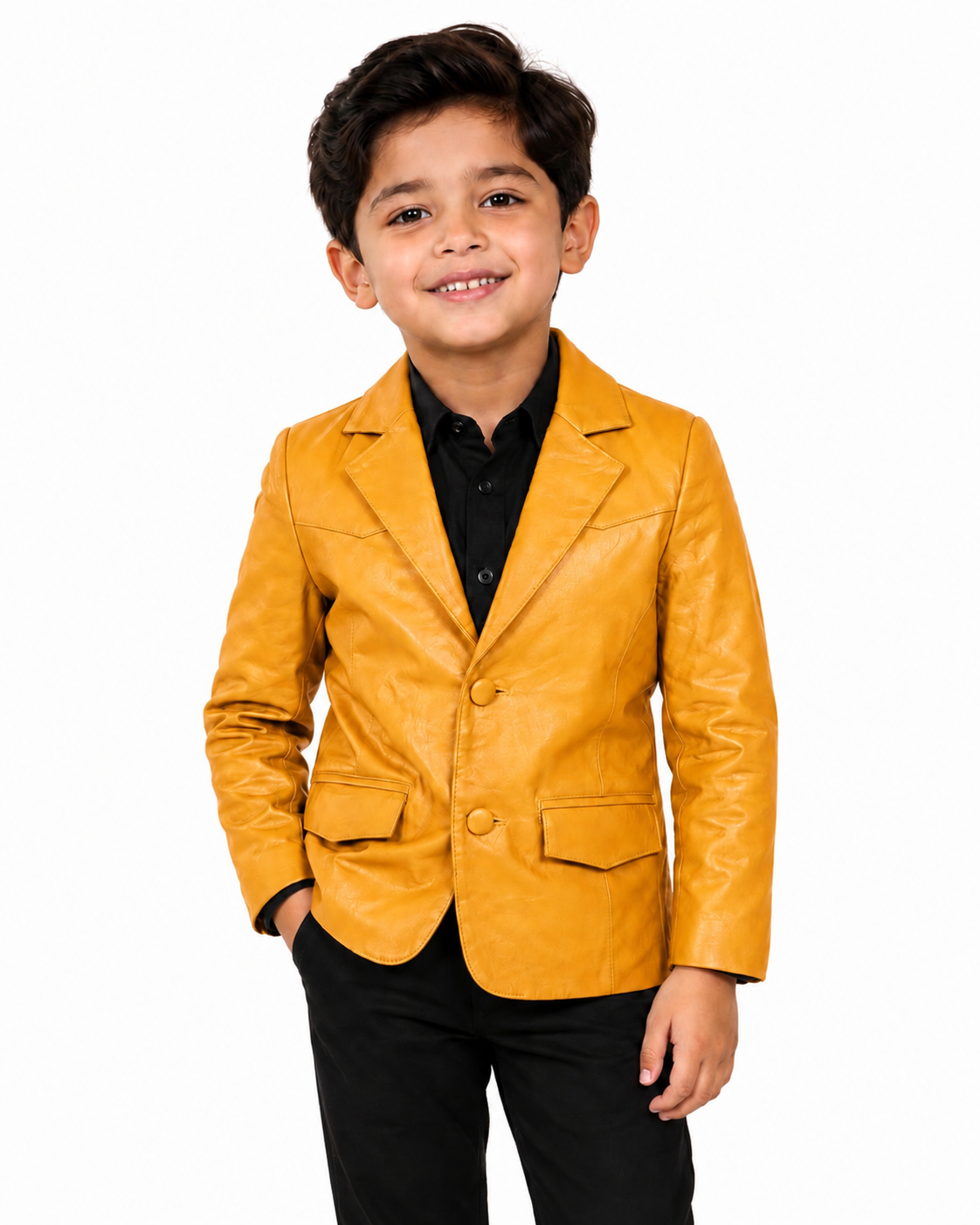 Kids Genuine Lambskin Leather Blazer – Mango