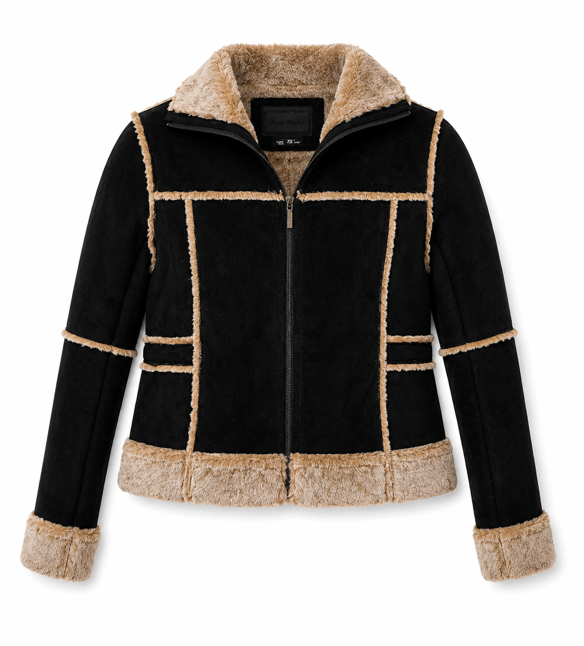 Women’s Black Suede Leather Faux Fur Jacket – Size Small