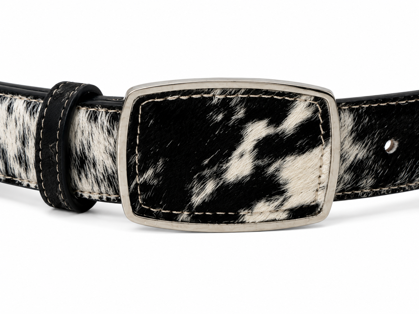 Genuine Cowhide Hair -on Leather Western Belt