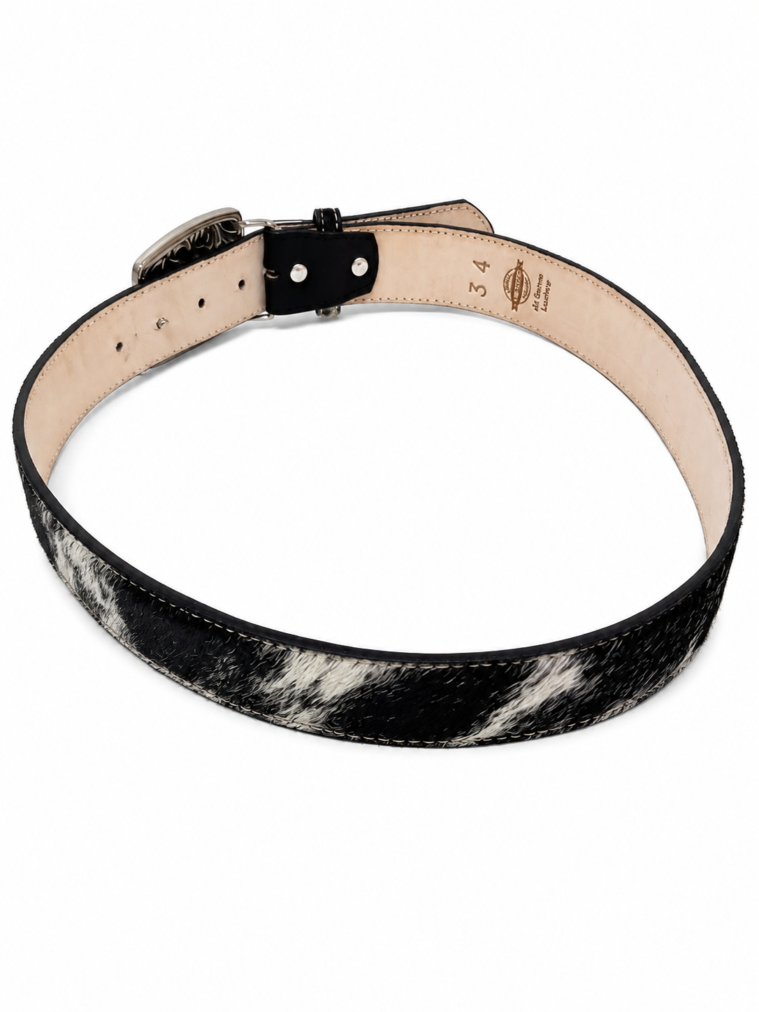 Genuine Cowhide Hair -on Leather Western Belt