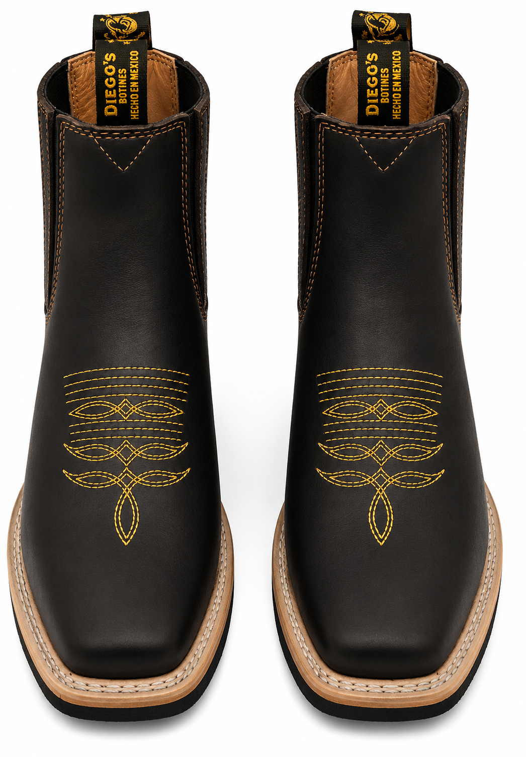 Men’s Genuine Leather Short Ankle Cowboy Botín Boots – Western Embroidered Chelsea Style