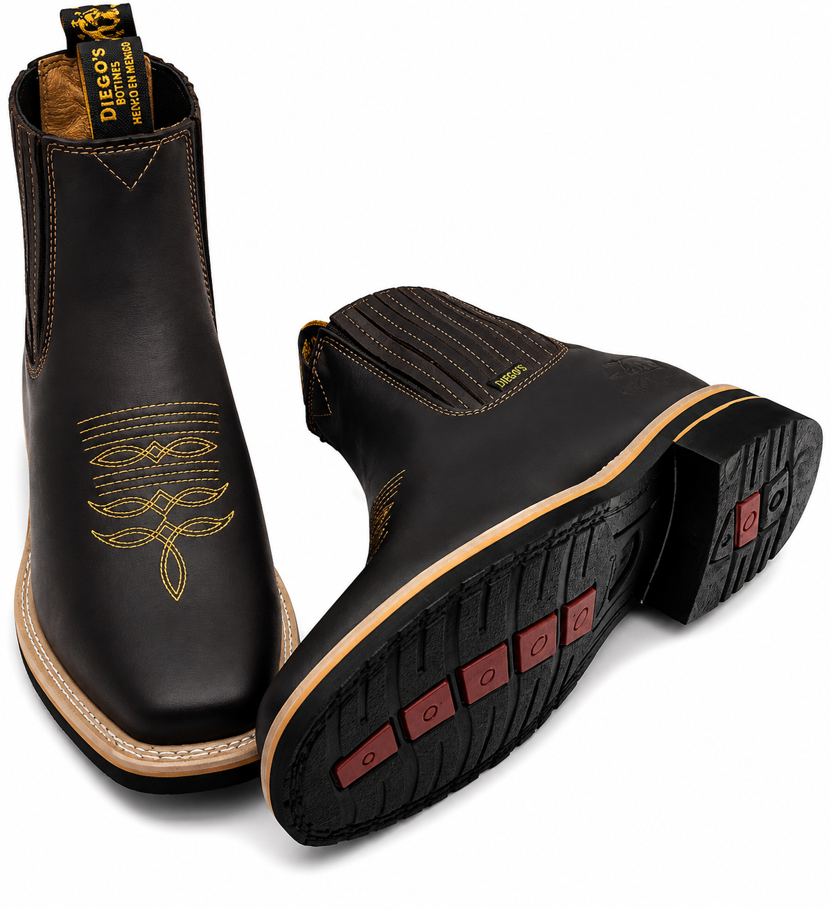 Men’s Genuine Leather Short Ankle Cowboy Botín Boots – Western Embroidered Chelsea Style