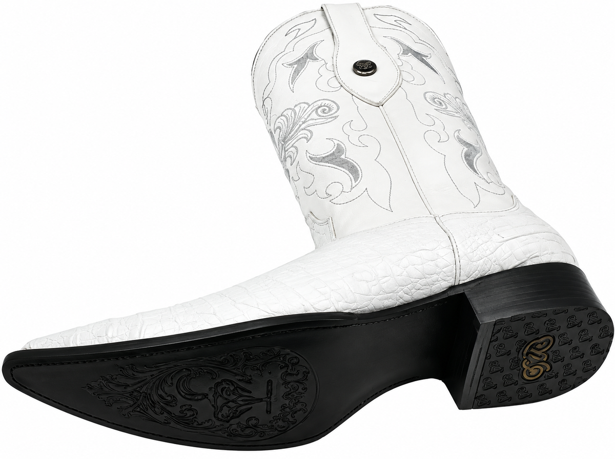 Men’s Genuine Cowhide Crocodile Belly Print 3X Cowboy Boots