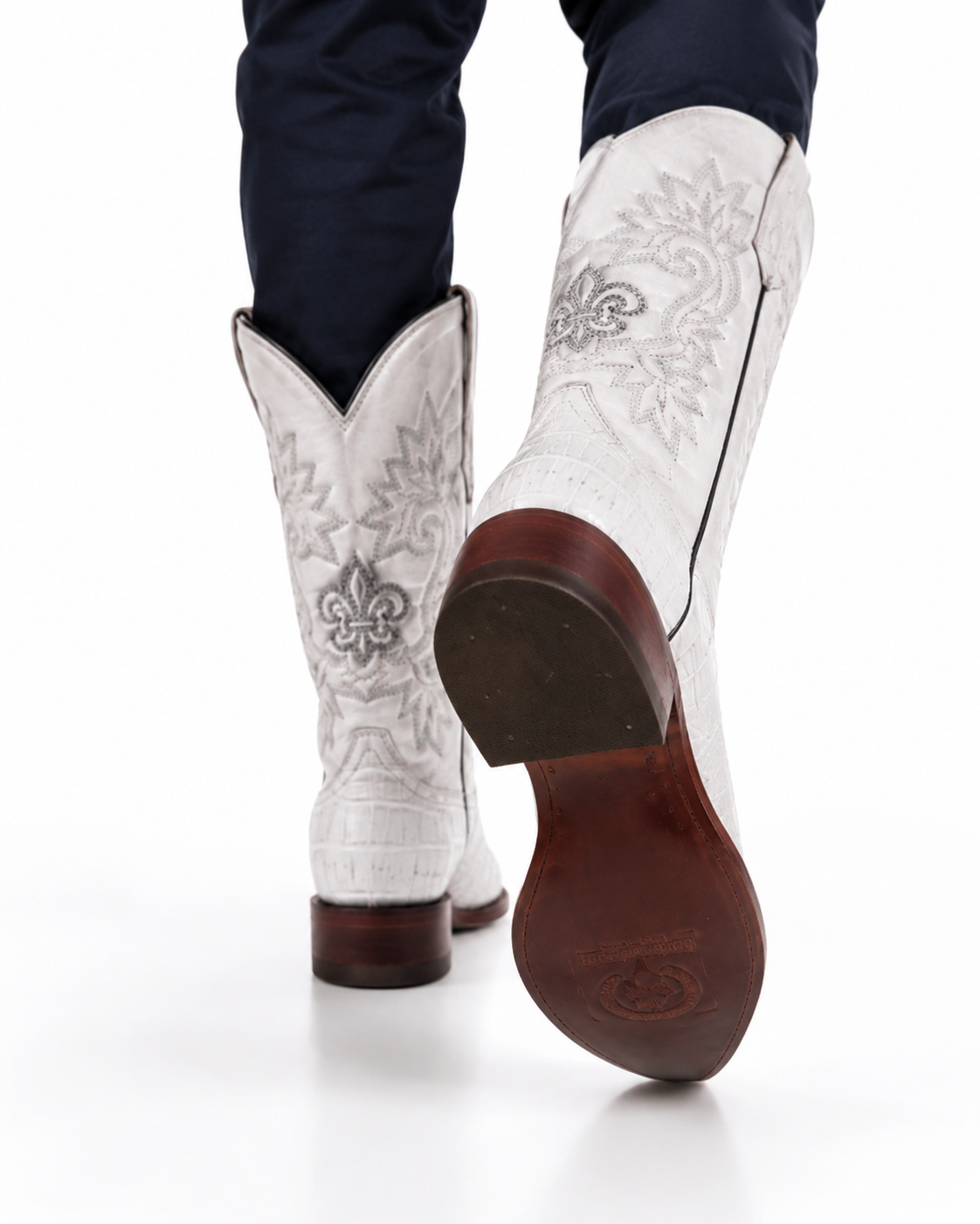 Men's Genuine Leather Cowboy Boots – Crocodile Print Cowhide Leather Snip Toe