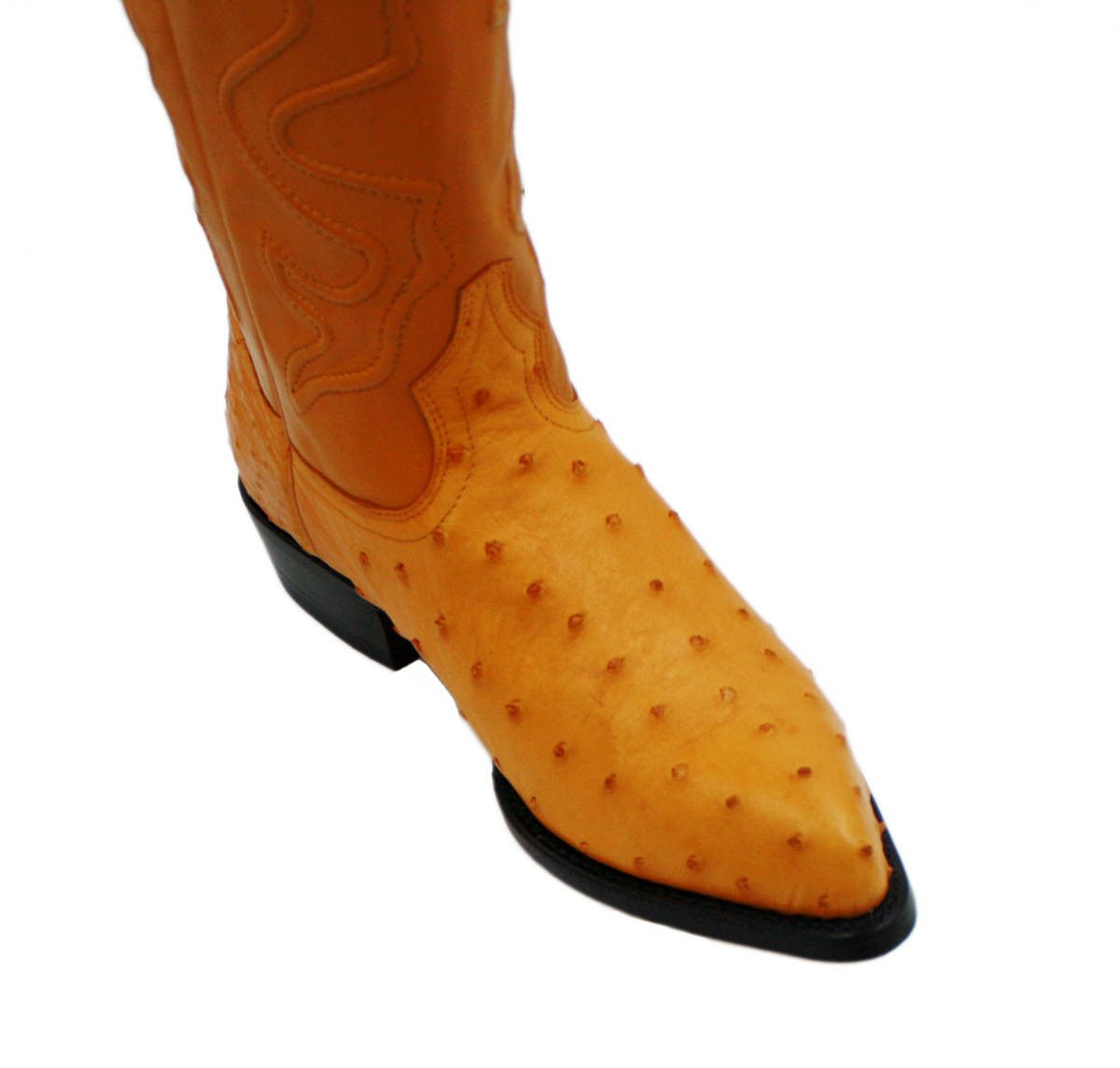Men's Genuine Wild West Real Ostrich Leather Western Cowboy Boots_Mango_9
