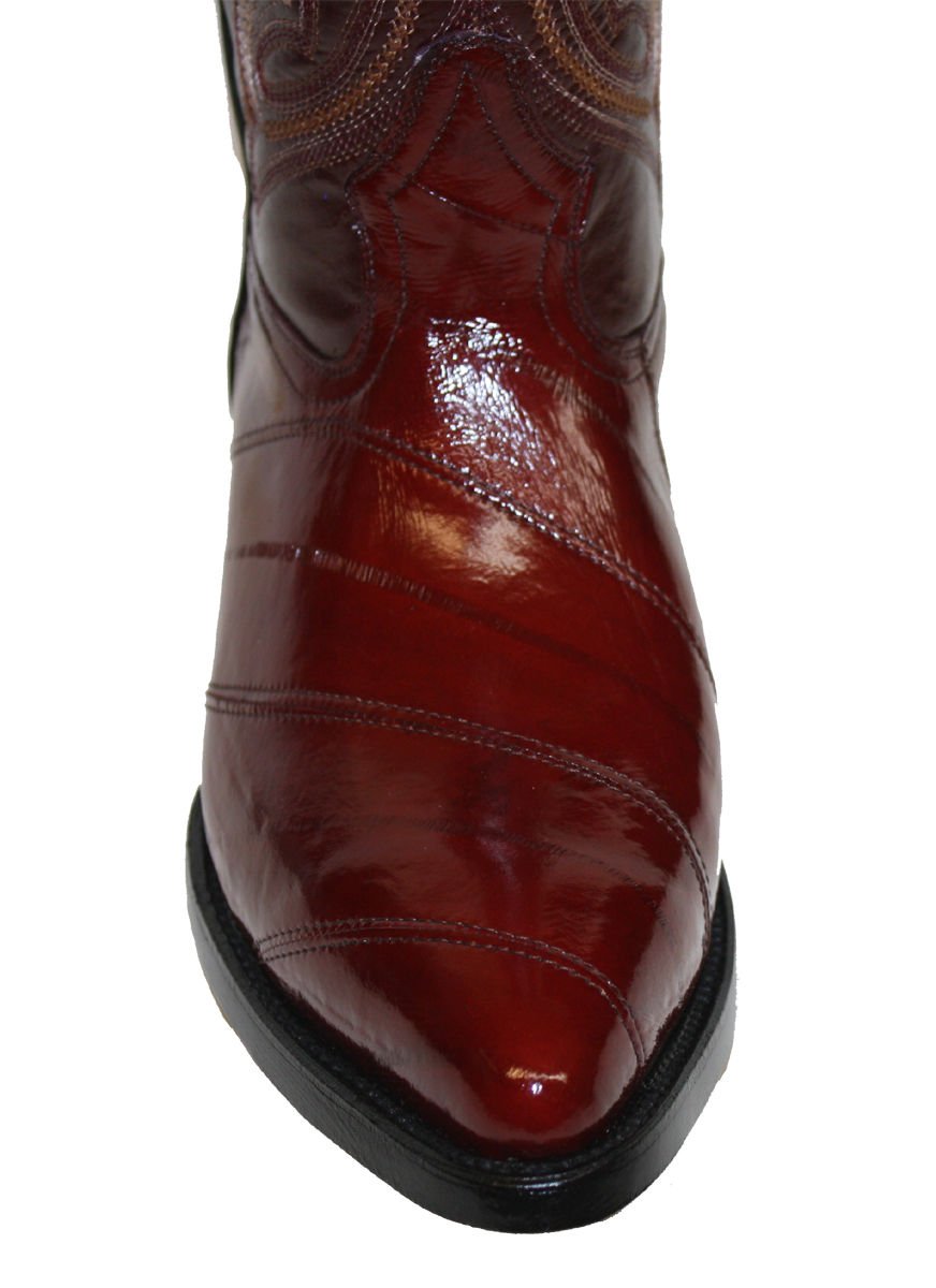 Men Genuine EEL Skin Cowboy Western j Toe Leather Boots