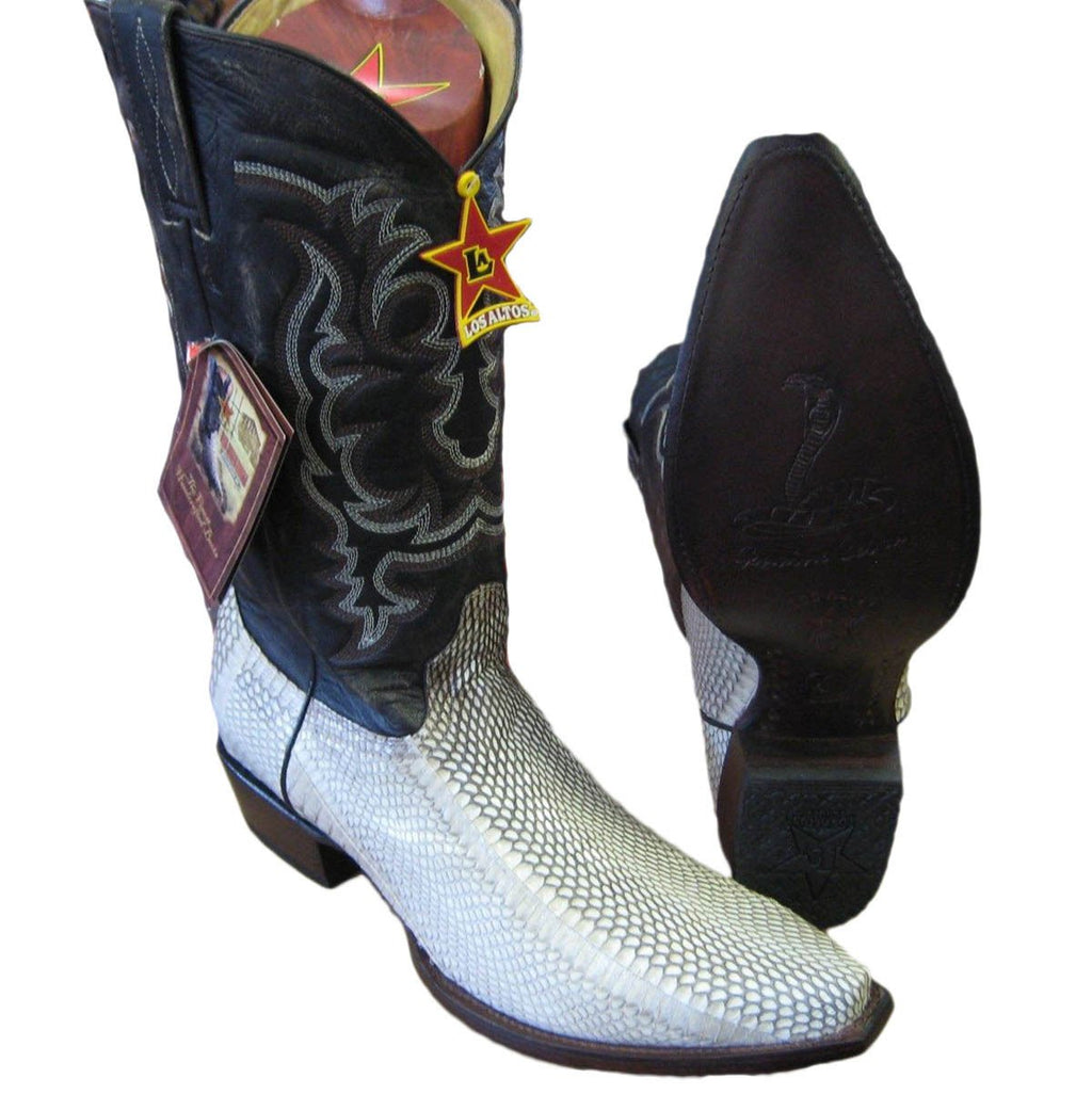 Men's Los Altos Genuine Cobra Snake Belly Snip Toe Natural Western Cowboy Boot