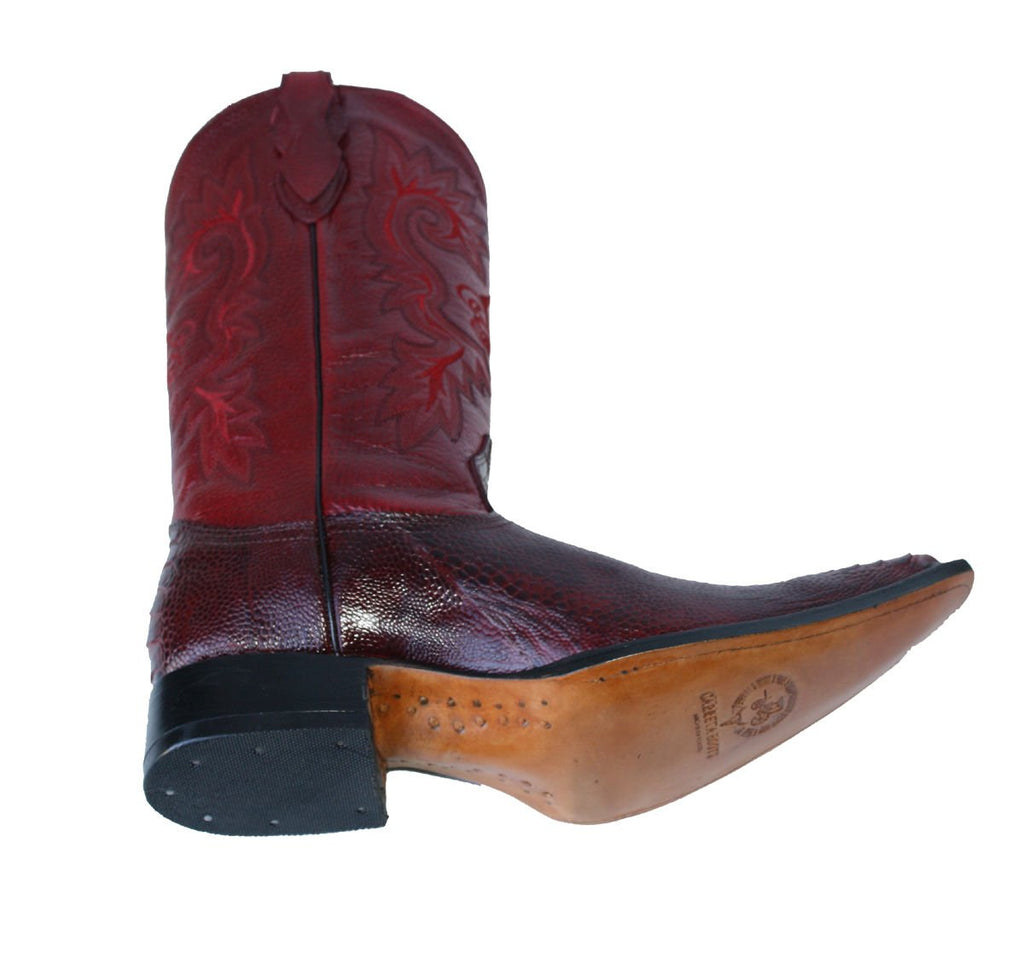 Cowboy Genuine Leather Ostrich Leg Print Cowboy Handmade Luxury Boots