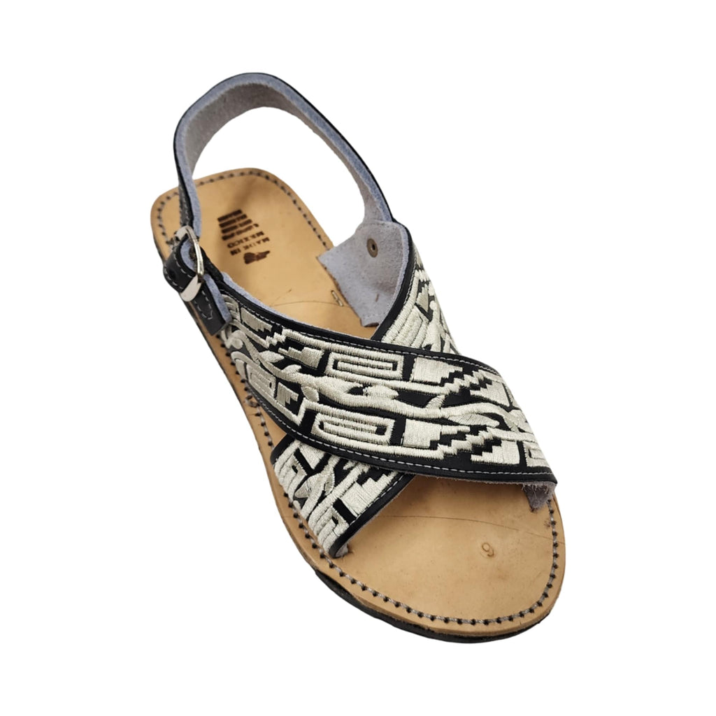 Dona Michi MEN LEATHER MEXICAN two strap PITEADO BORDADO SANDALS Huarache Cruzado Bordado