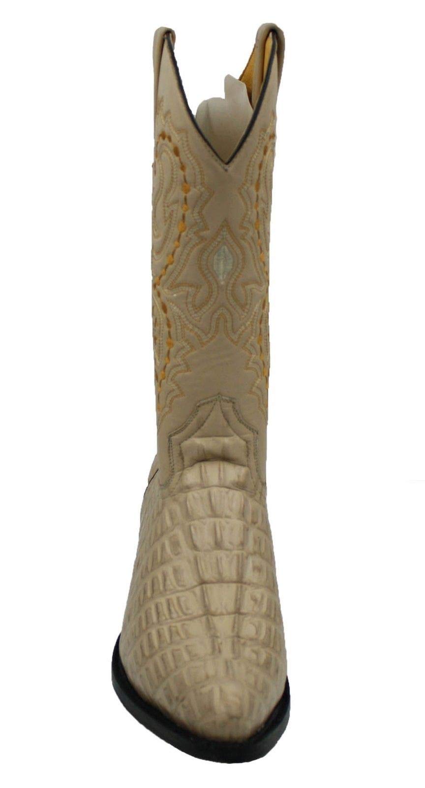 Men Genuine Cowhide Crocodile Print Leather Western Boots