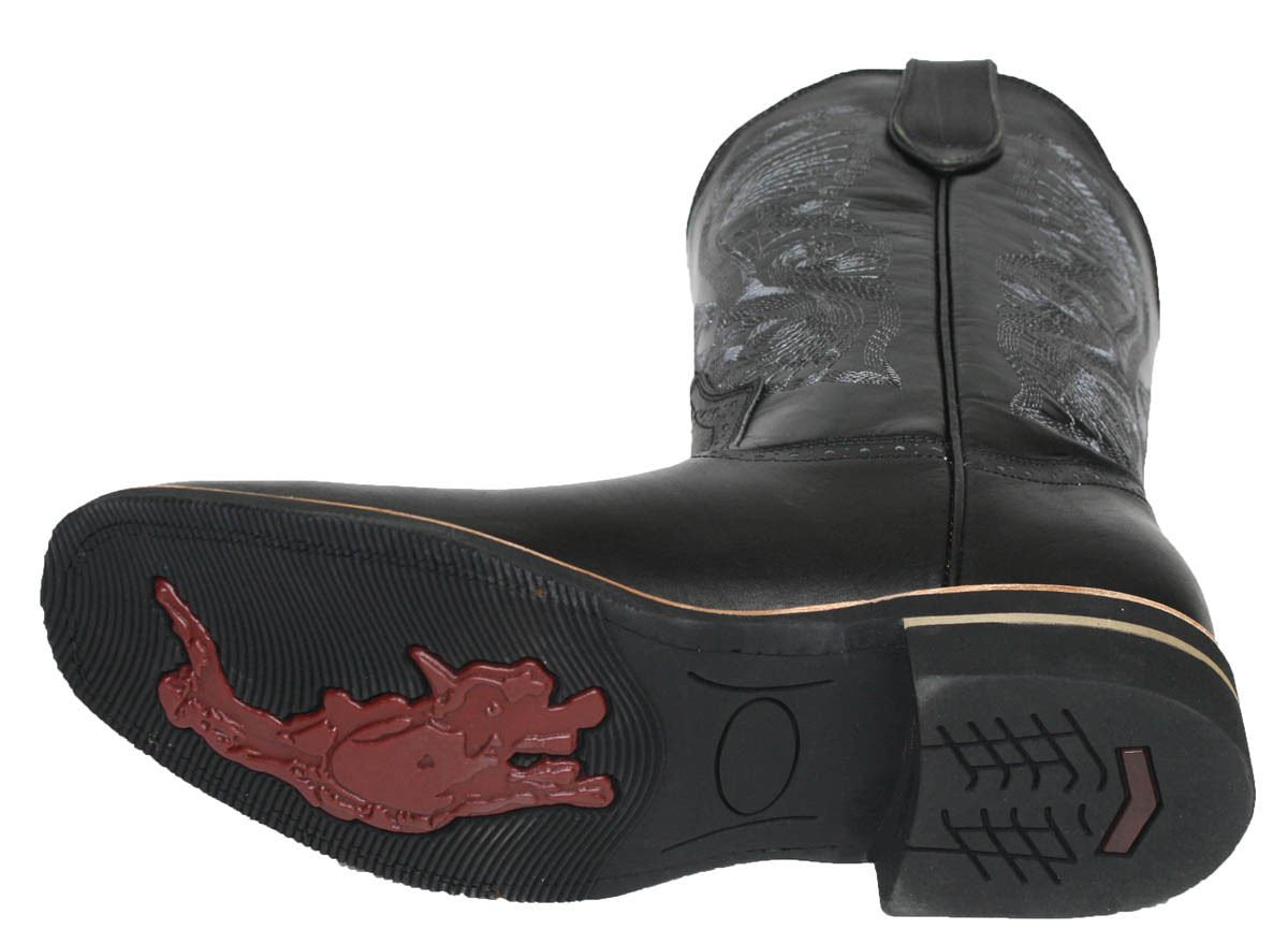 Men Cowboy Genuine Cow Hide Leather Square Toe Boots