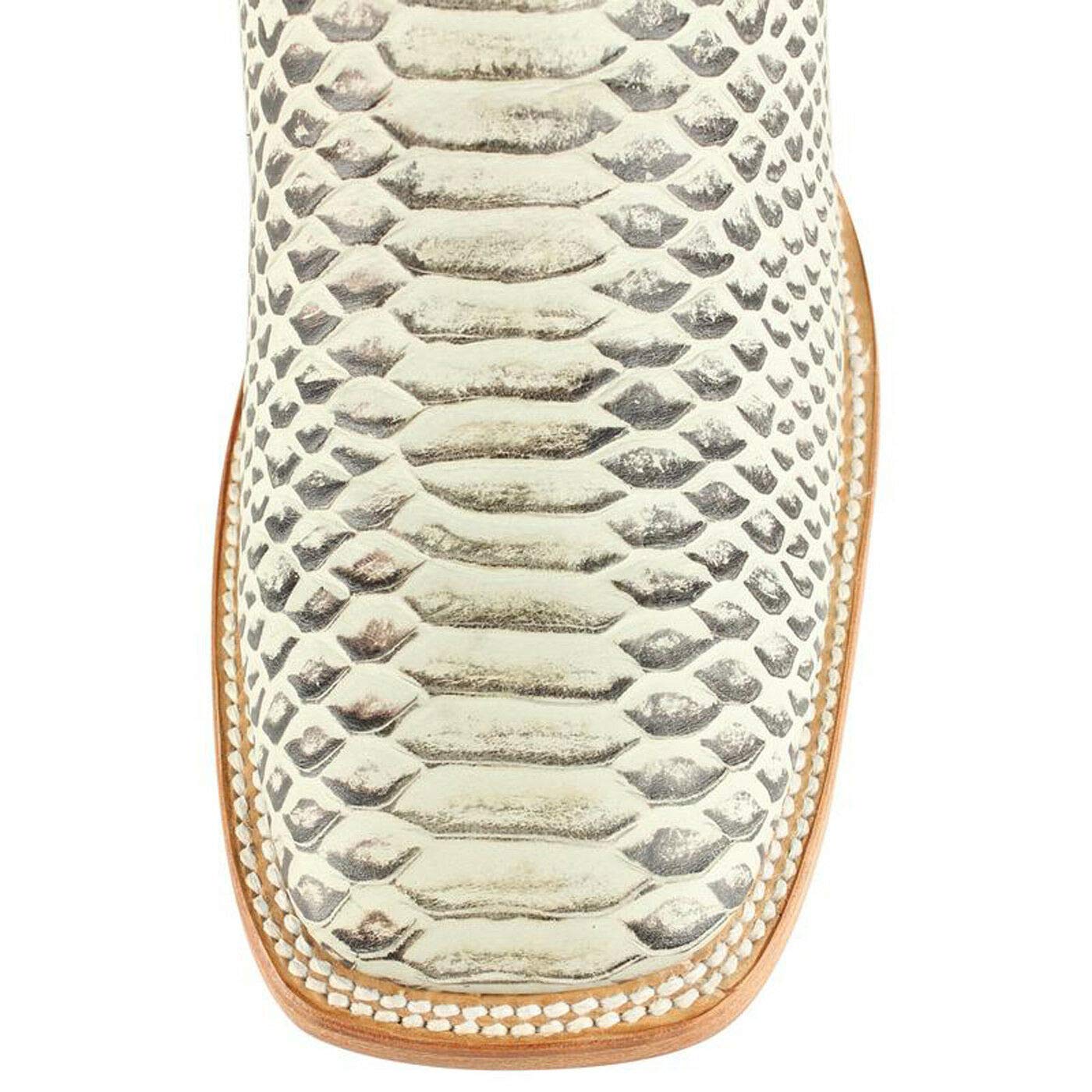 Dona Michi Men's Cow Hide Python Print Boots Square Toe Rodeo Handcrafted Quality Boots