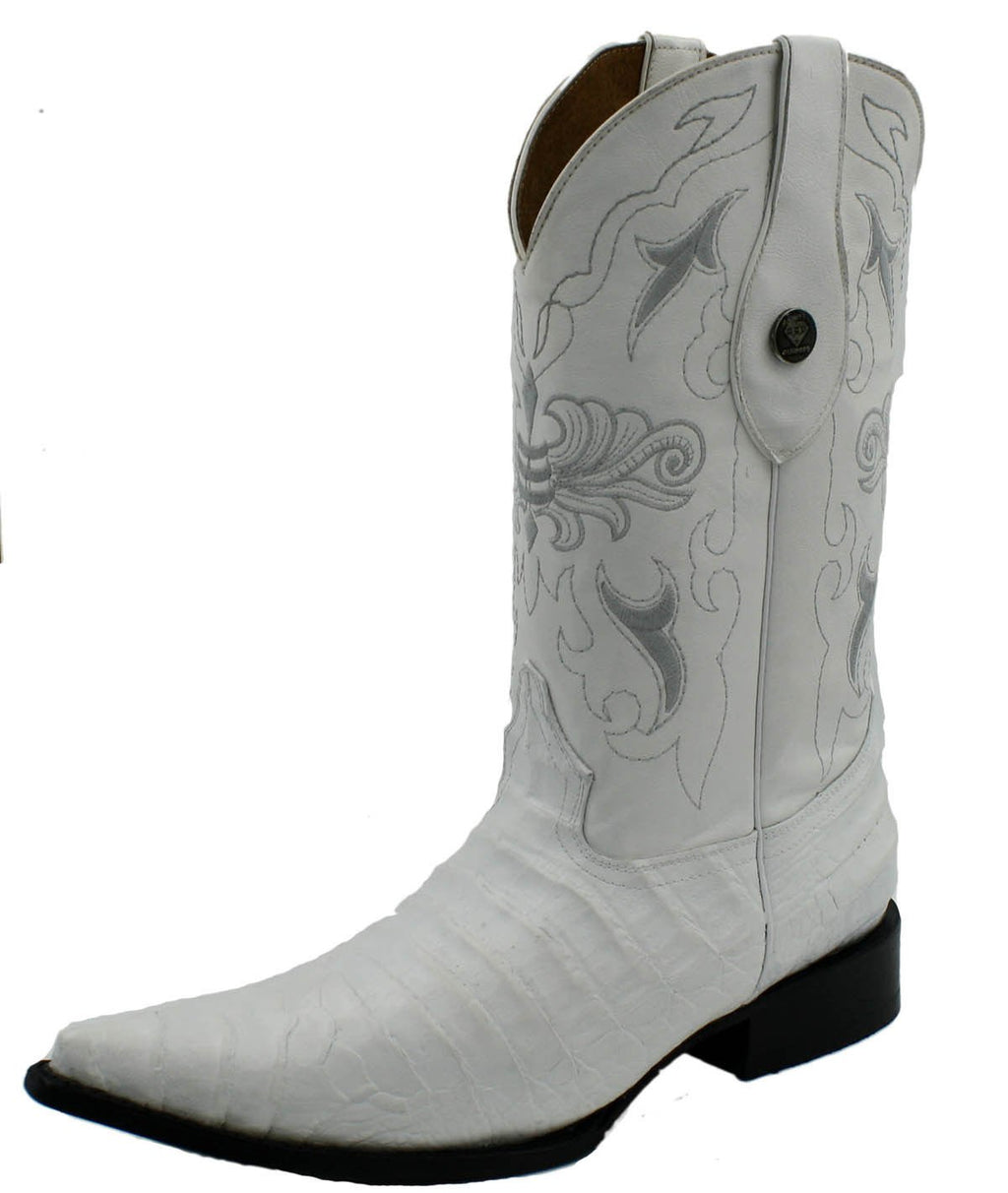 Dona Michi Men's Handcrafted Crocodile Alligator Belly Print Western Cowboy Boots
