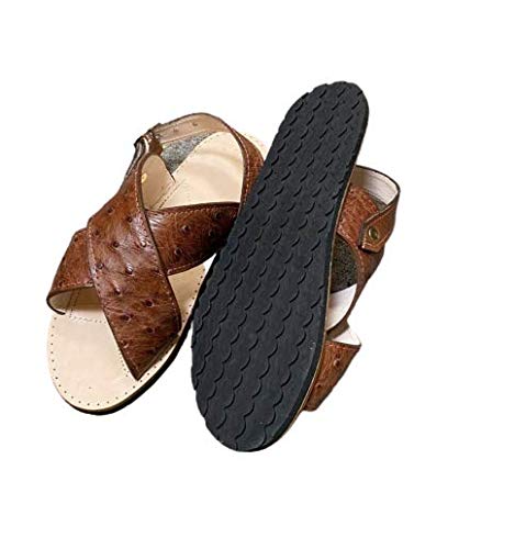 Dona Michi Men's Traditional Mexican Genuine Ostrich Leather Handmade Cruzado Sandals