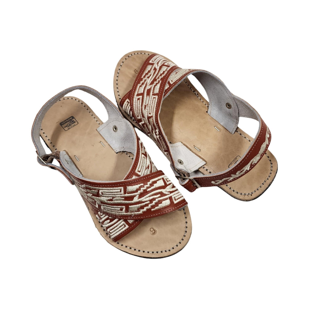 Dona Michi MEN LEATHER MEXICAN two strap PITEADO BORDADO SANDALS Huarache Cruzado Bordado