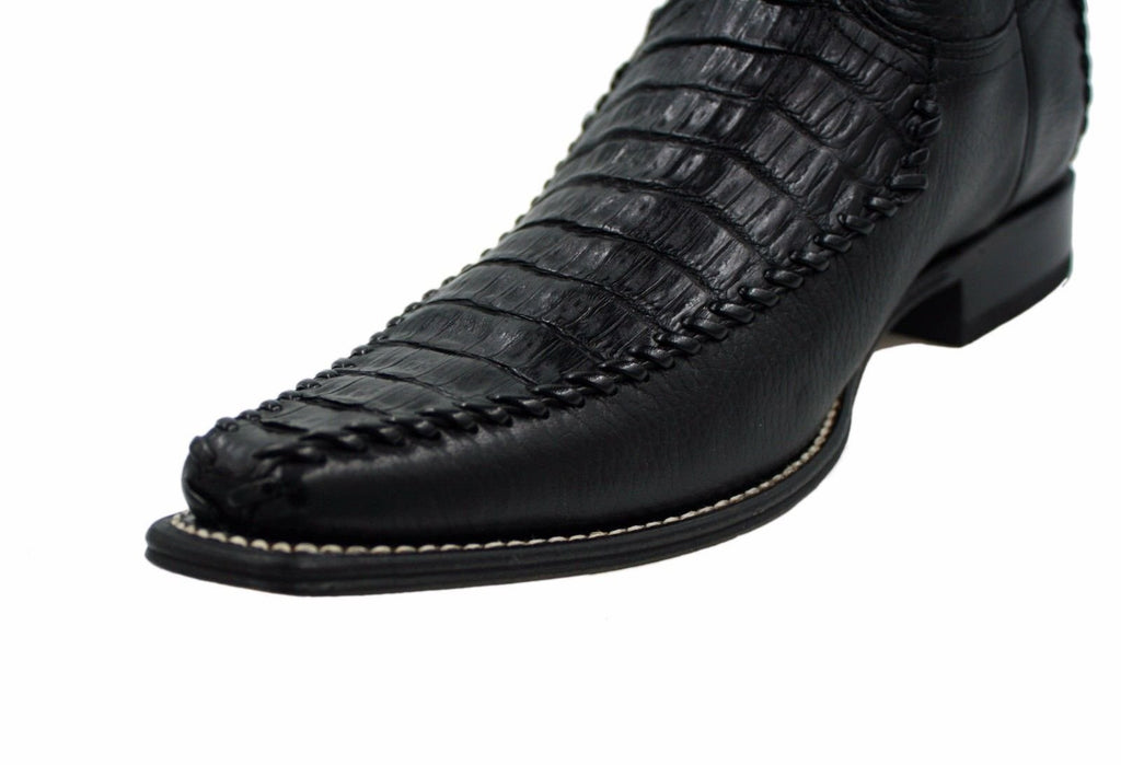 Men's Genuine Crocodile Belly Skin Leather Cowboy Square Toe Western Boots
