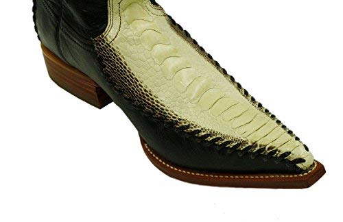 Dona Michi Men Genuine Ostrich Leg Leather Western Cowboy Snip Toe Boots