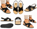 Men’s Authentic Mexican Leather Sandals – Black Cross-Strap Chameleon