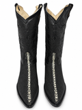 Men Genuine Cowhide Stingray Print Western Rodeo J Toe Leather Sole Boots