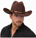 Men's Faux Felt Western Cowboy Hat Tejana Sombrero Texana Vaquero Sinaloa Brown