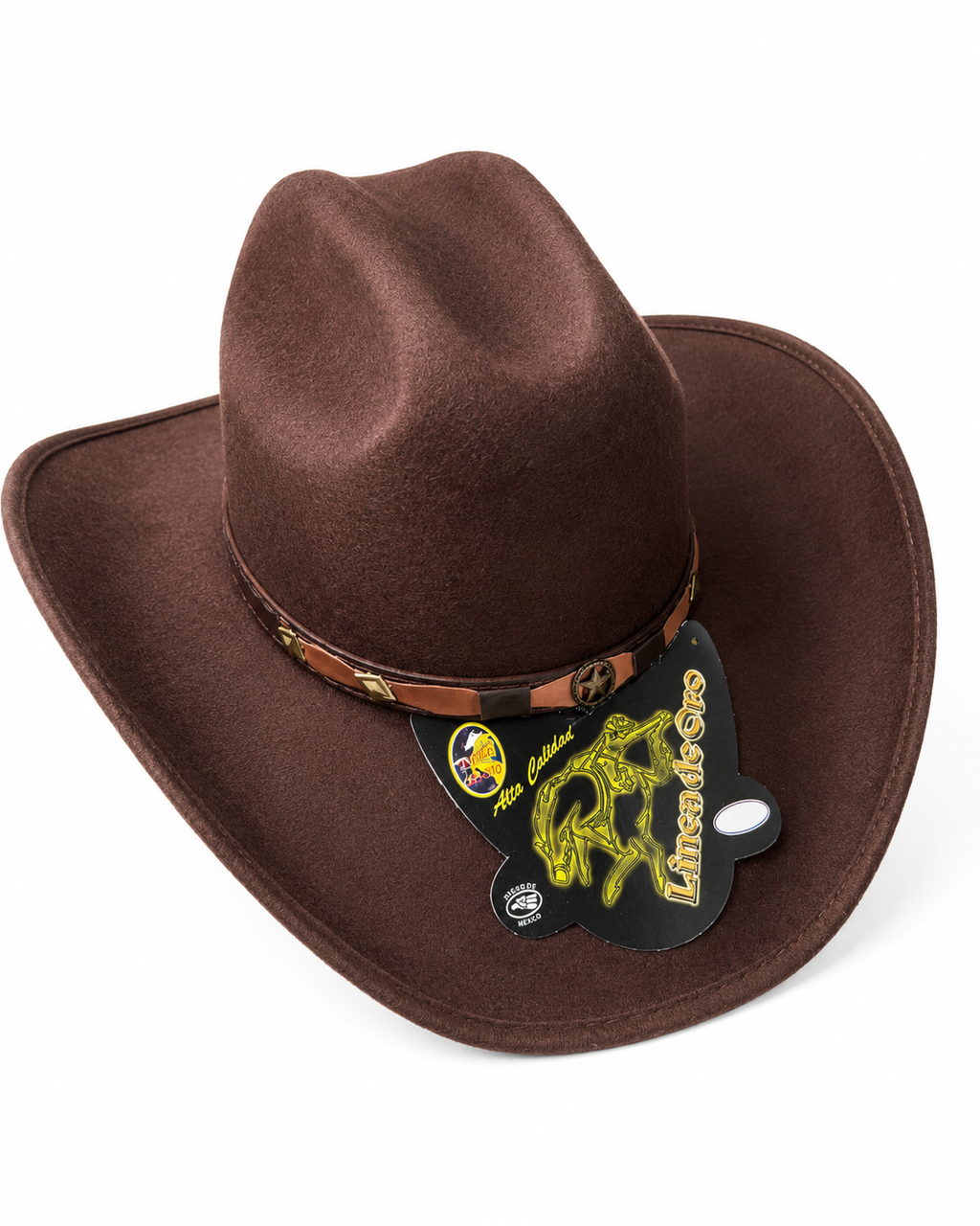 Men's Faux Felt Western Cowboy Hat Tejana Sombrero Texana Vaquero Sinaloa Brown