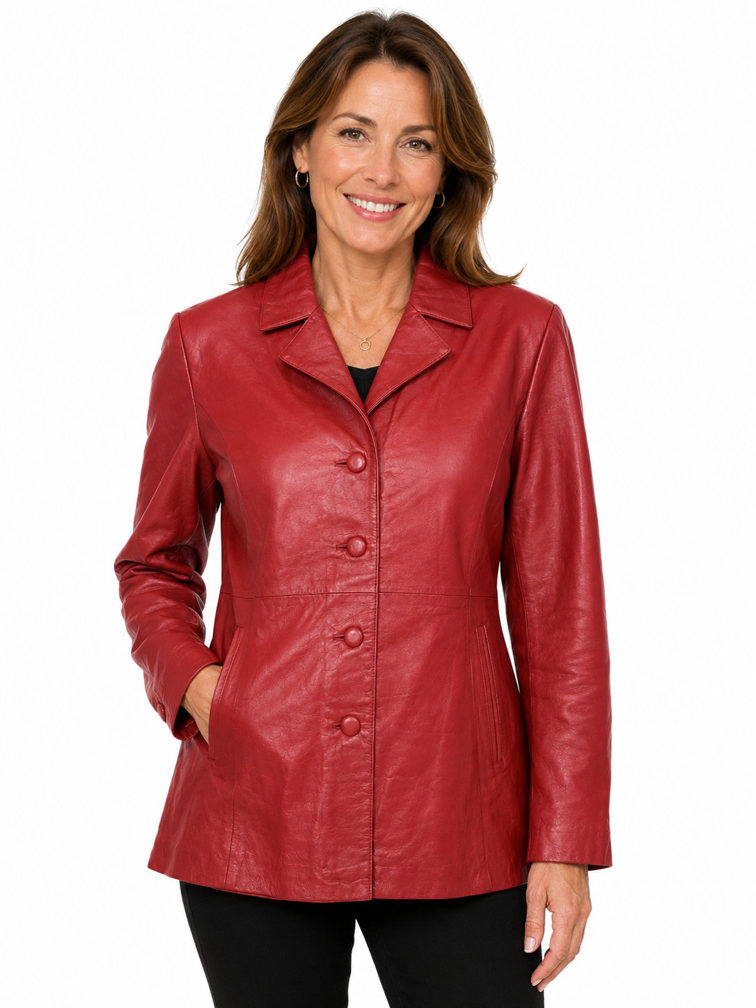 Women’s Genuine Sand Color Leather Jacket Fitted Blazer Style, Tailored Burgundy 3XL