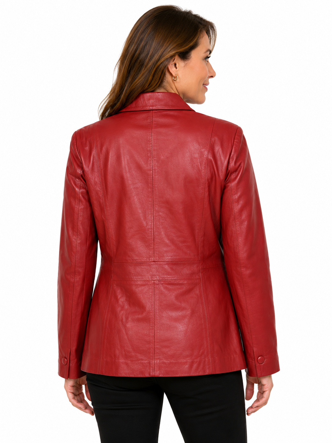 Women’s Genuine Sand Color Leather Jacket Fitted Blazer Style, Tailored Burgundy 3XL